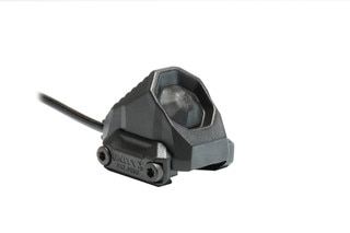 Compact black remote switch with easy to actuate push button.